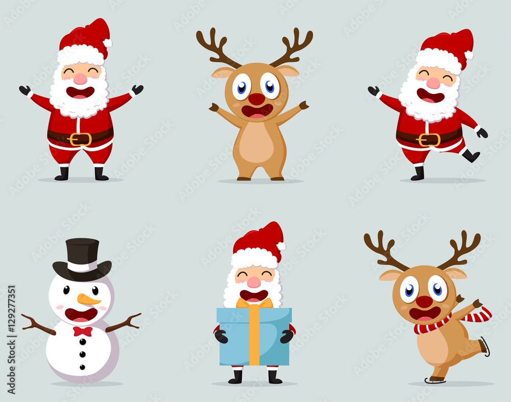 Christmas Santa Claus reindeer, and snowmen collection set Christmas Santa Claus reindeer, and snowmen collection set
