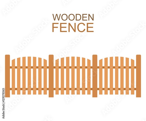 Wooden farm boards fence wood silhouette construction in flat style
