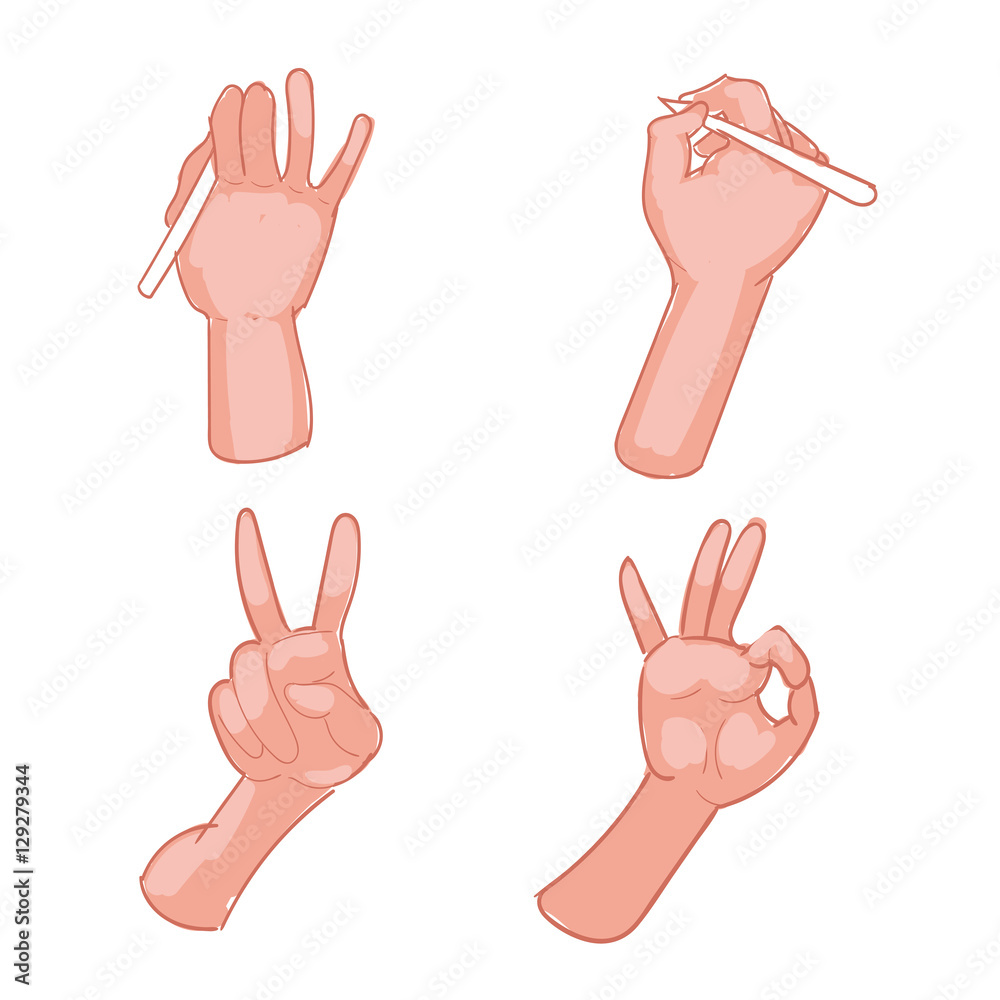 Set of hand gestures on white background. Vector illustration Set of hand gestures on white background. Vector illustration