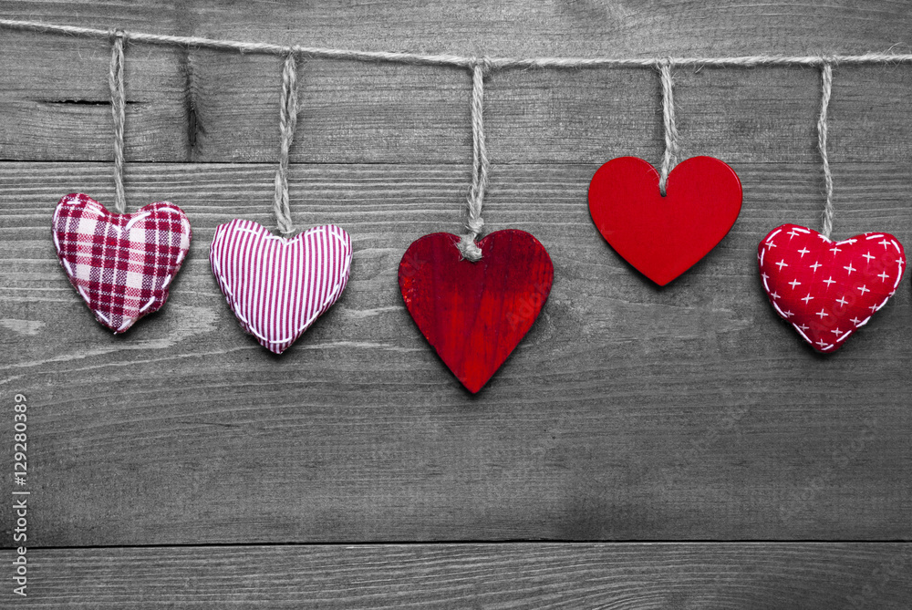 Loving Greeting Card With Red Hearts Loving Greeting Card With Red Hearts