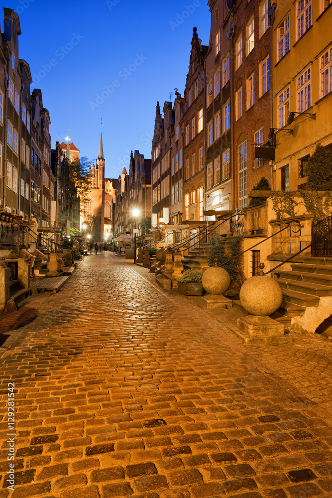 Mariacka Street at Night in Gdansk