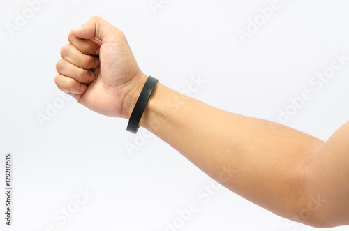 Black wristband in man wrist