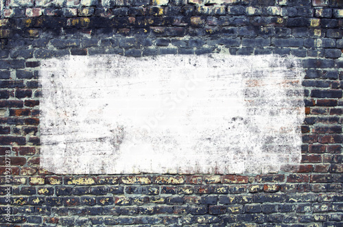 Urban Concrete Brick Wall With Painted Blank Banner Background