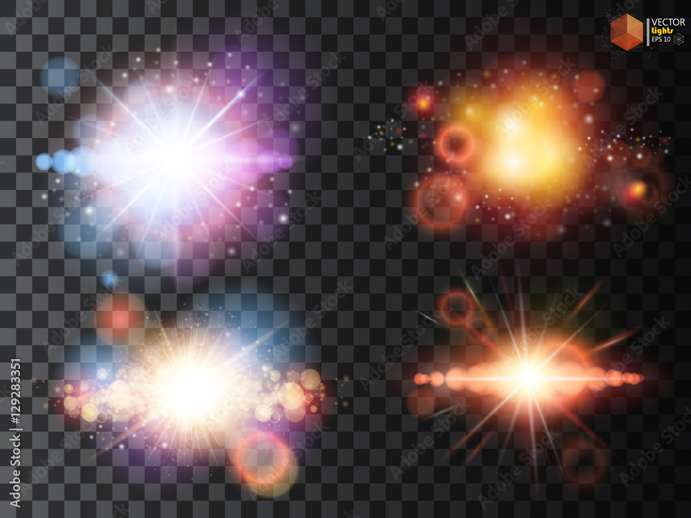 Stars set isolated on black background. Vector Illustration.
