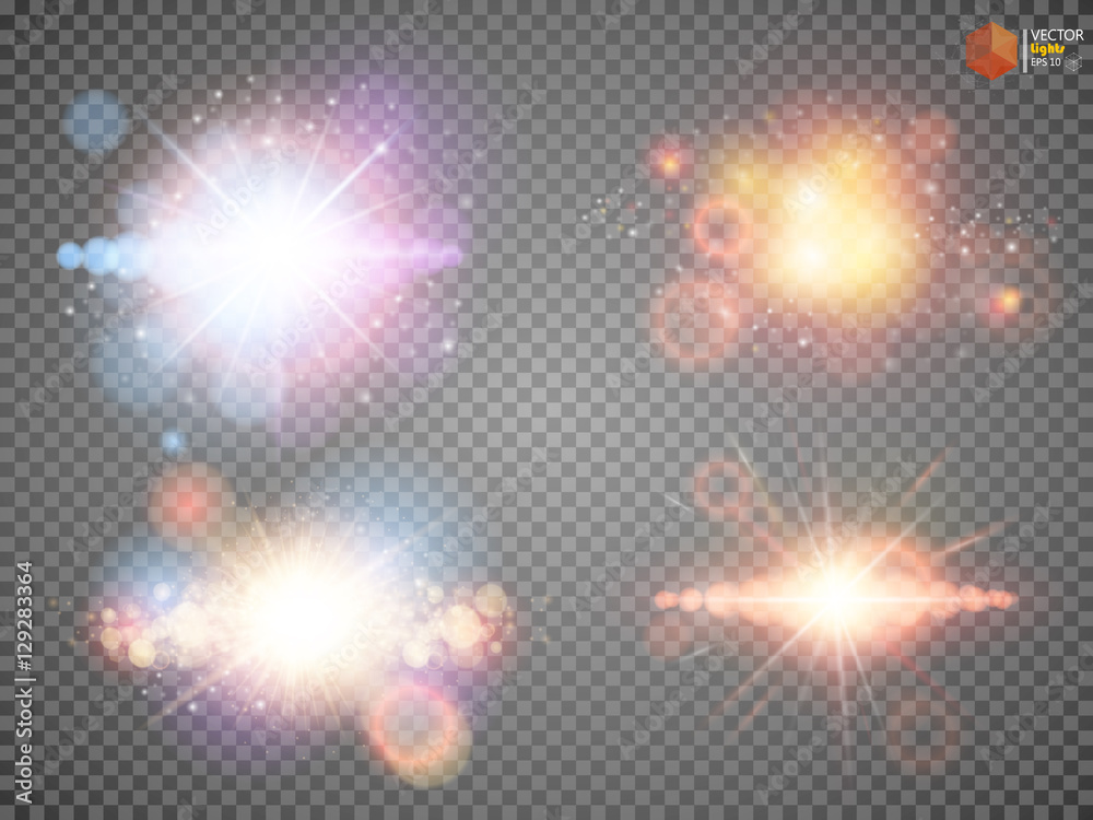 Stars set isolated on black background. Vector Illustration.