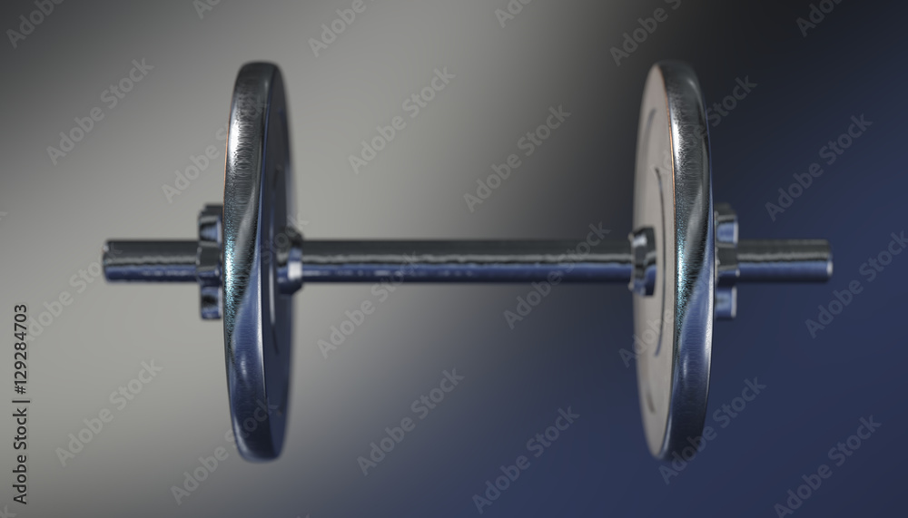 Dumbbells over varial material and background. 3d render Dumbbells over varial material and background. 3d render