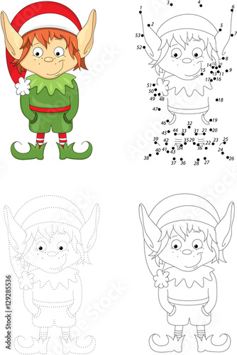 Christmas elf. Dot to dot game for kids