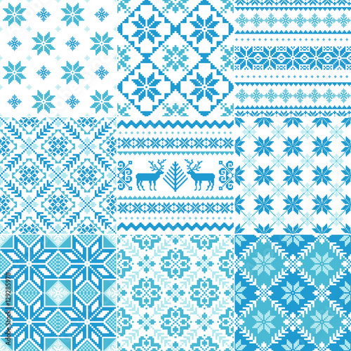 Set of traditional Christmas patterns