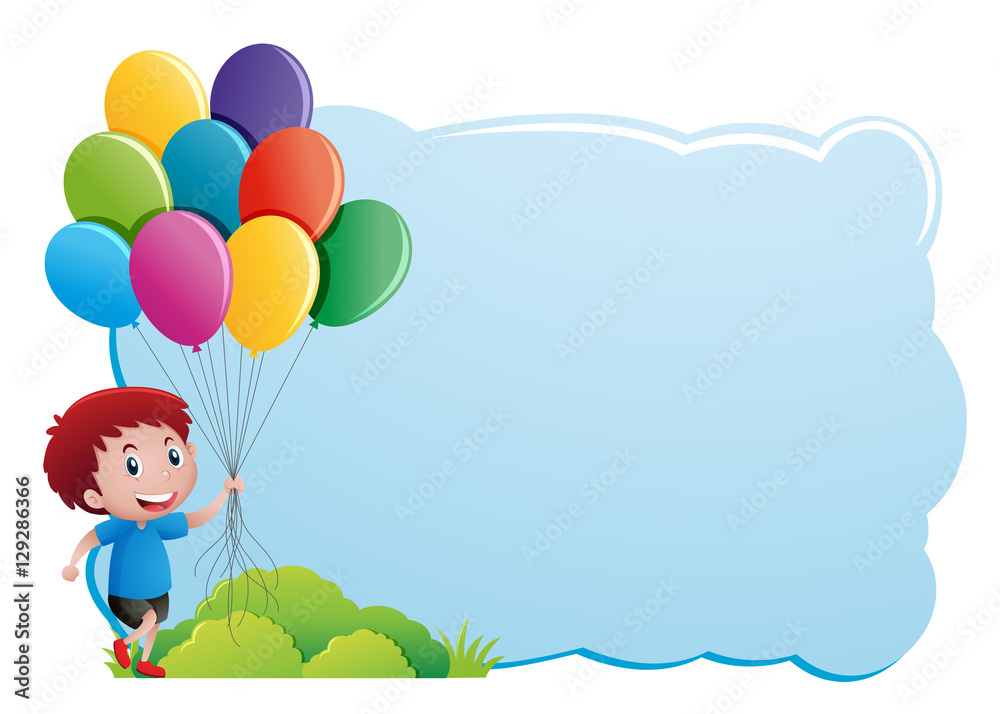 Border template with boy holding balloons Border template with boy holding balloons