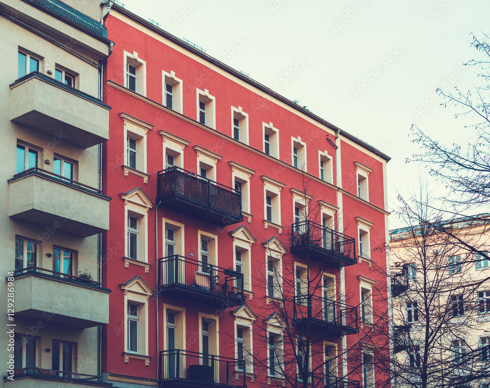 square picture of an red facade at berlin
