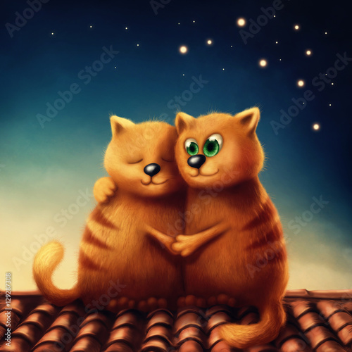 Fototapeta Naklejka Na Ścianę i Meble -  Red cats in love
