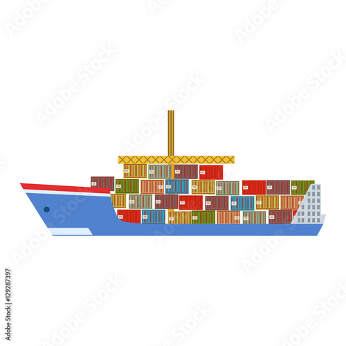 Delivery Service Company Large Cargo Ship Delivering Shipment Overseas View From The Side