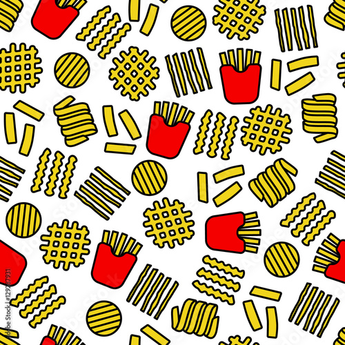 fries icons seamless pattern
