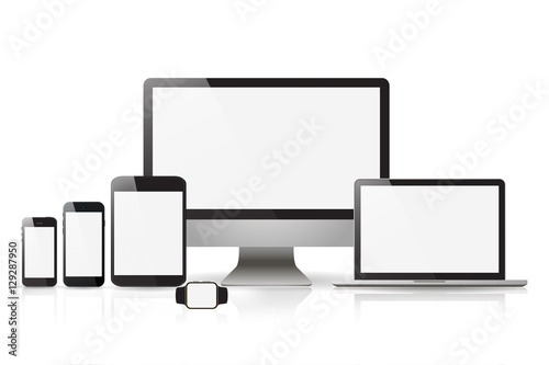 Devices screen tablet laptop and phone with shadow