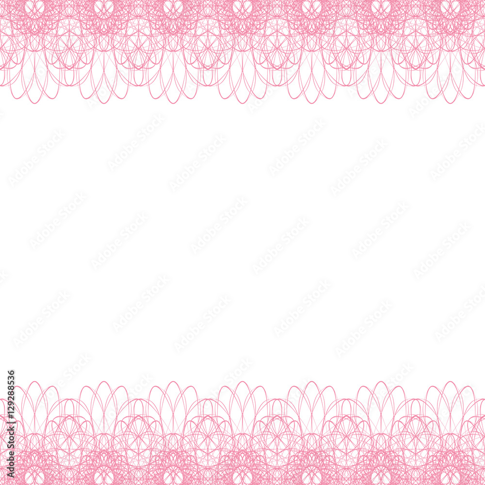 Endless line border frame abstract guilloche lace contour, white (transparent) background. Elegant invitations, banknotes, diplomas, certificates, tickets, papers security design. Vector illustration