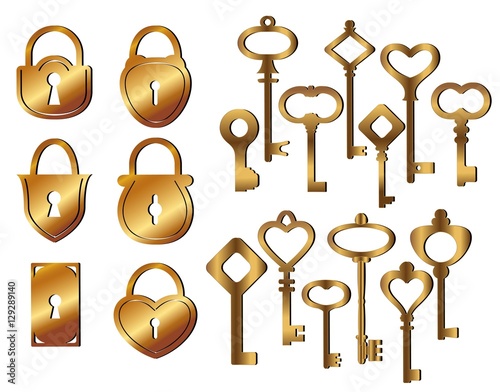Set of lock and key icons. Vector illustration