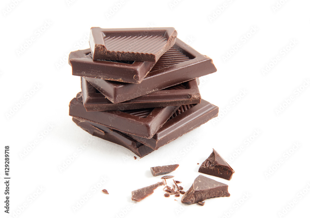Roughly cut chunks of a chocolate bar Roughly cut chunks of a chocolate bar