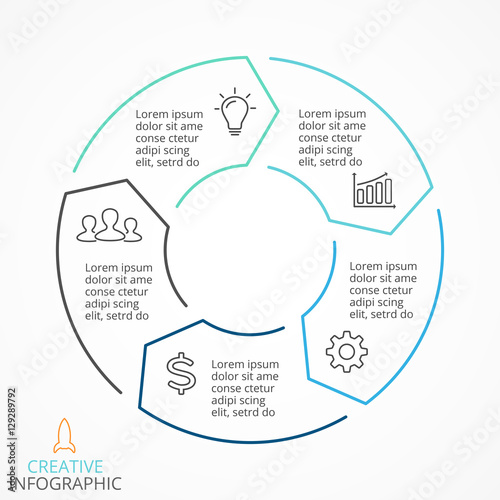 Vector circle arrows infographic, cycle diagram, linear graph, presentation chart. Business concept with 5 options, parts, steps, processes.