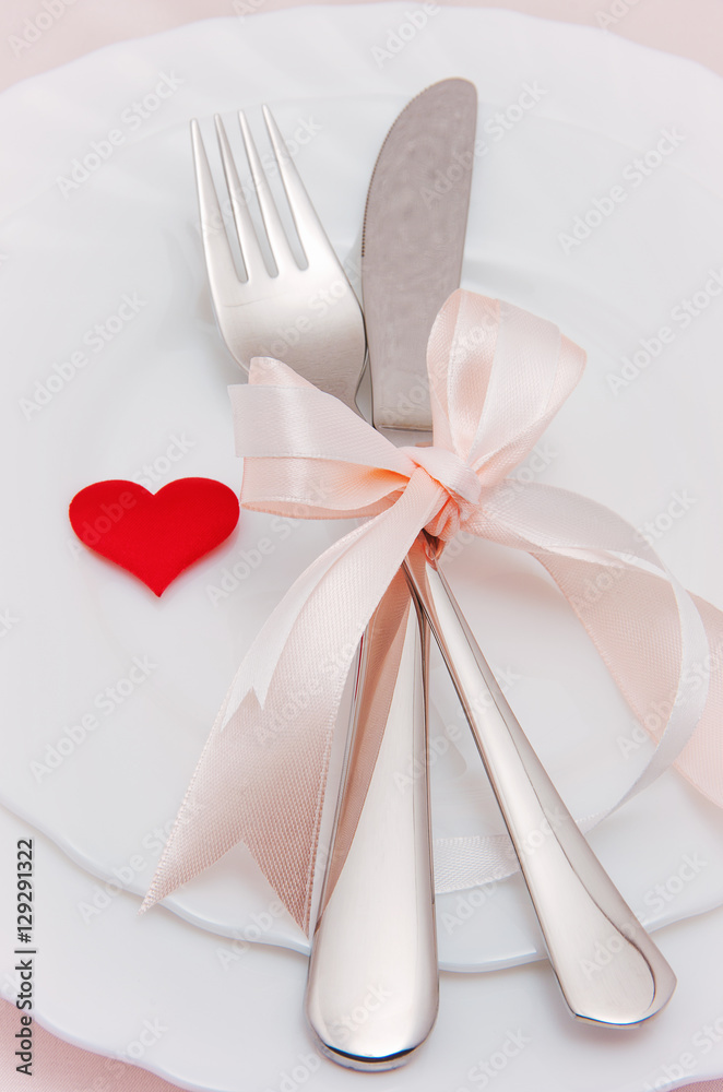 Christmas table place setting with christmas decorations Christmas table place setting with christmas decorations