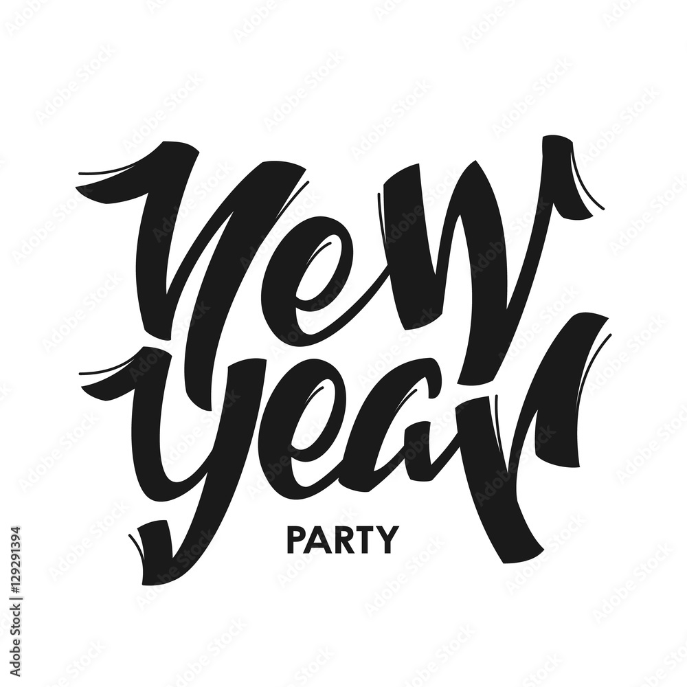 Obraz premium Vector illustration: New Year modern marker calligraphy isolated on white background.