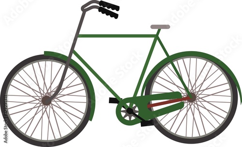 Classic green bicycle isolated