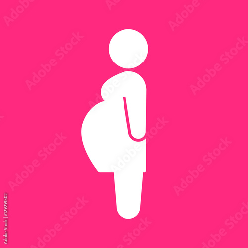 Icono plano embarazada en fondo rosa