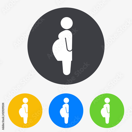 Icono plano embarazada en circulo varios colores