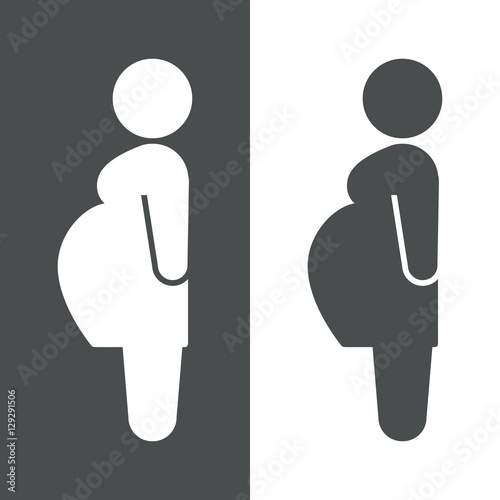 Icono plano embarazada gris y blanco