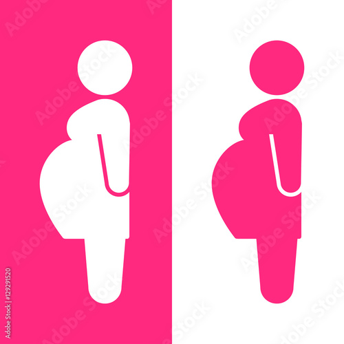 Icono plano embarazada rosa y blanco