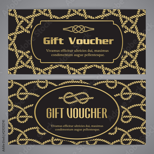 Gift voucher template with nautical pattern