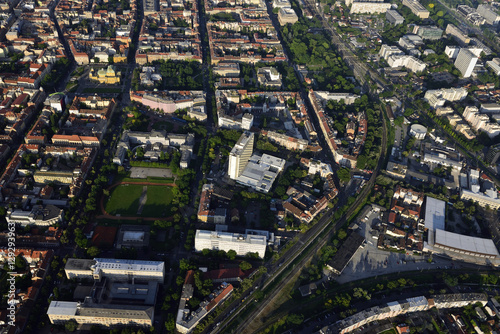 Aerial view of Savska street, Zagreb, Croatia