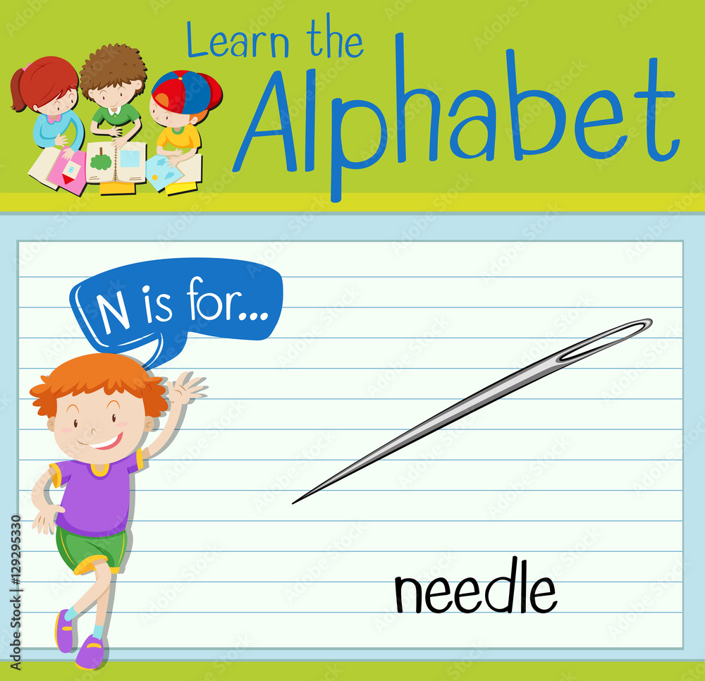 Flashcard letter N is for needle Flashcard letter N is for needle