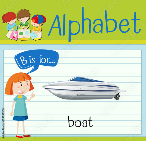 Flashcard letter B is for boat