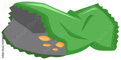 Green bag with leftover chips