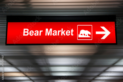 Caution Sign ,Bear Market Ahead. Red Color