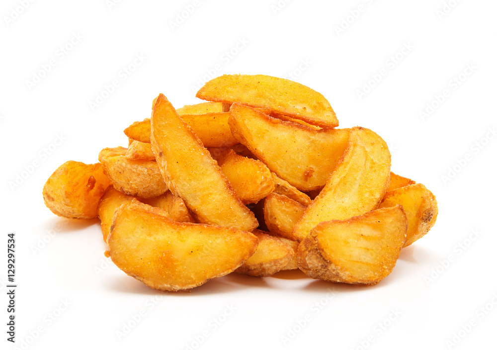 fried Potato wedges. Fast food. Isolated on white fried Potato wedges. Fast food. Isolated on white