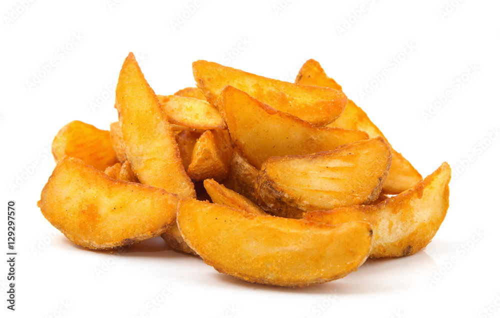 fried Potato wedges. Fast food. Isolated on white fried Potato wedges. Fast food. Isolated on white