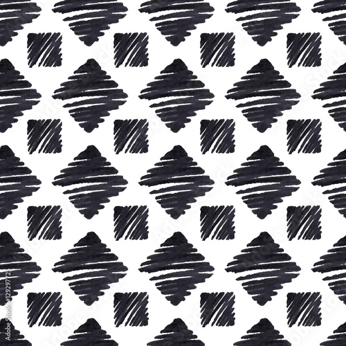 Seamless pattern with hand-drawn triangles by markers
