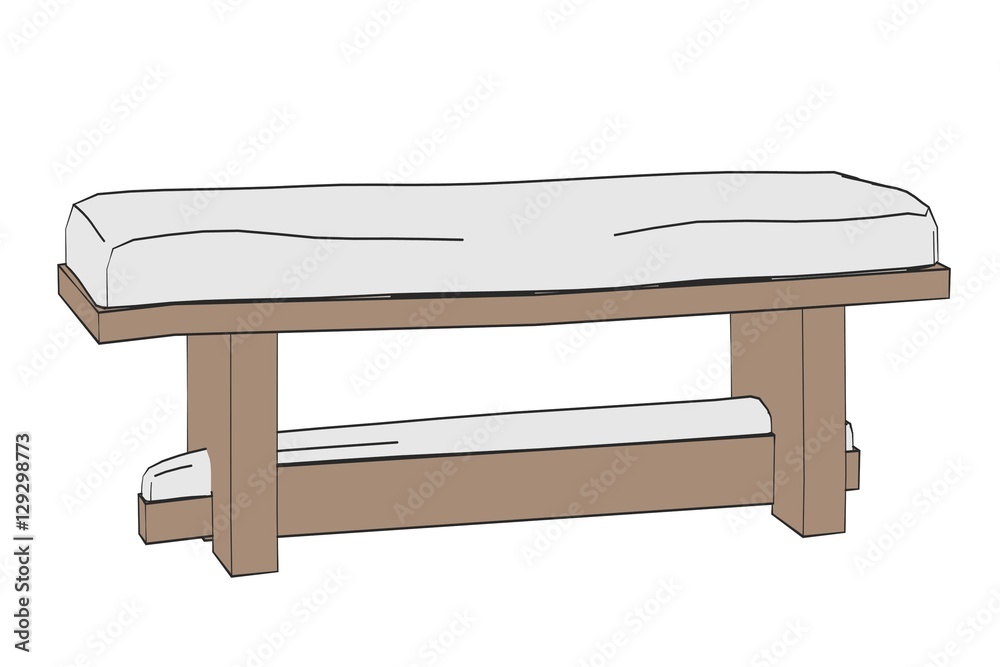 2d cartoon illustration of bench with snow 2d cartoon illustration of bench with snow