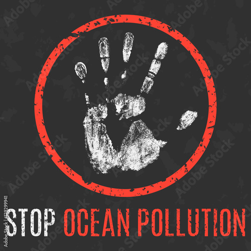 Vector. Global problems of humanity. Stop ocean pollution.
