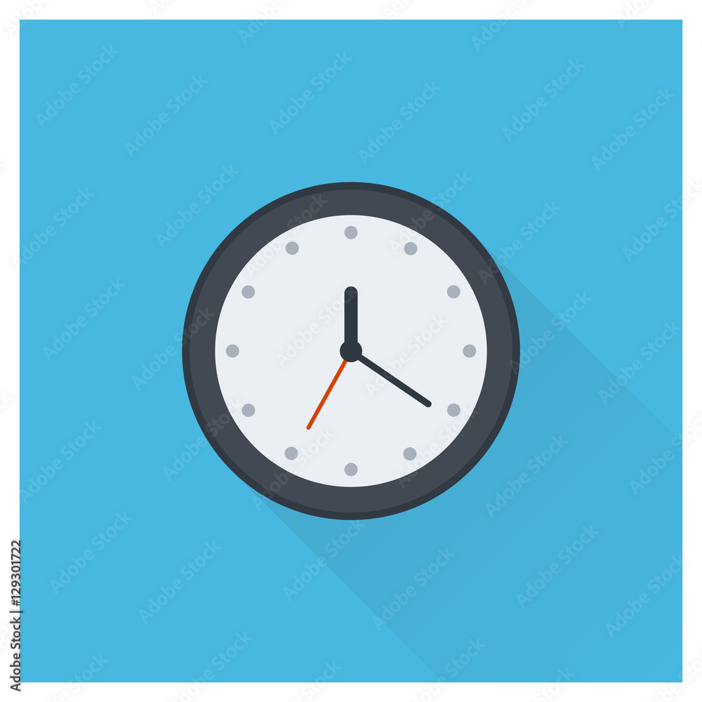 Flat vector clock icon, time icon Flat vector clock icon, time icon