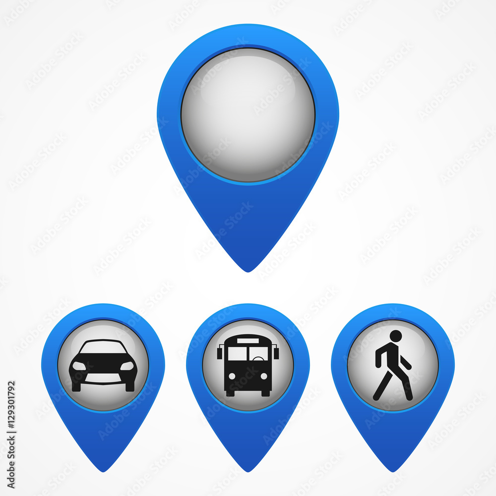Set of map pointers with transport, vector Set of map pointers with transport, vector