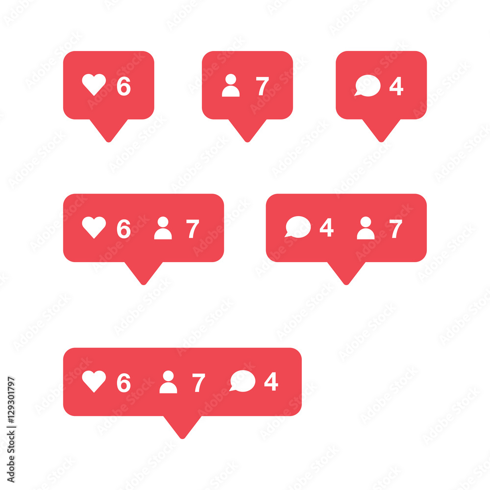 Like, follower, comment icons Like, follower, comment icons