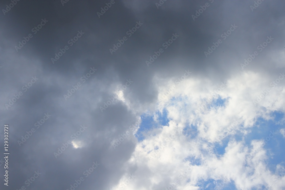 Fototapeta premium blue sky with big cloud and raincloud, art of nature beautiful and copy space for add text