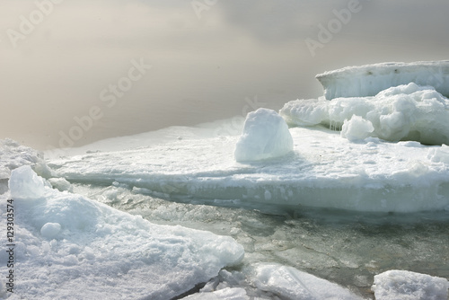 Winter, sea, snow-covered ice