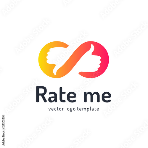Like and dislike hand sign. Infinity. Rate me logo concept
