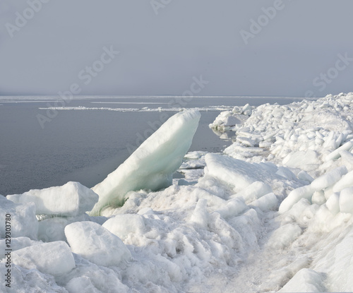 Winter, sea, snow-covered ice