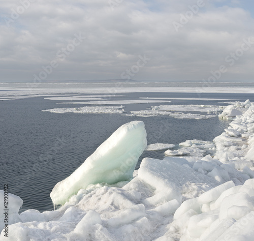 Winter, sea, snow-covered ice