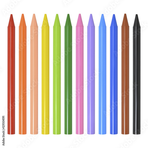 Colored pencils, crayons isolated on white background