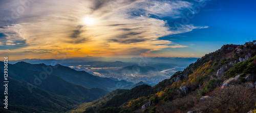 Mountain Landmarks in South Korea Biseulsan National Park The best Image of landscape Mountain autumn in South Korea.